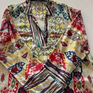 Johnny Was Silk Aztec Tunic- size XL